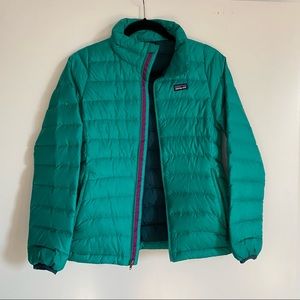 PATAGONIA Girls' Down Sweater Puffer Jacket Teal Green, Size Large (12)